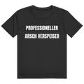 Schwarzes T-Shirt mit dem Aufdruck „Professioneller Arsch Verspeiser" auf der Brust