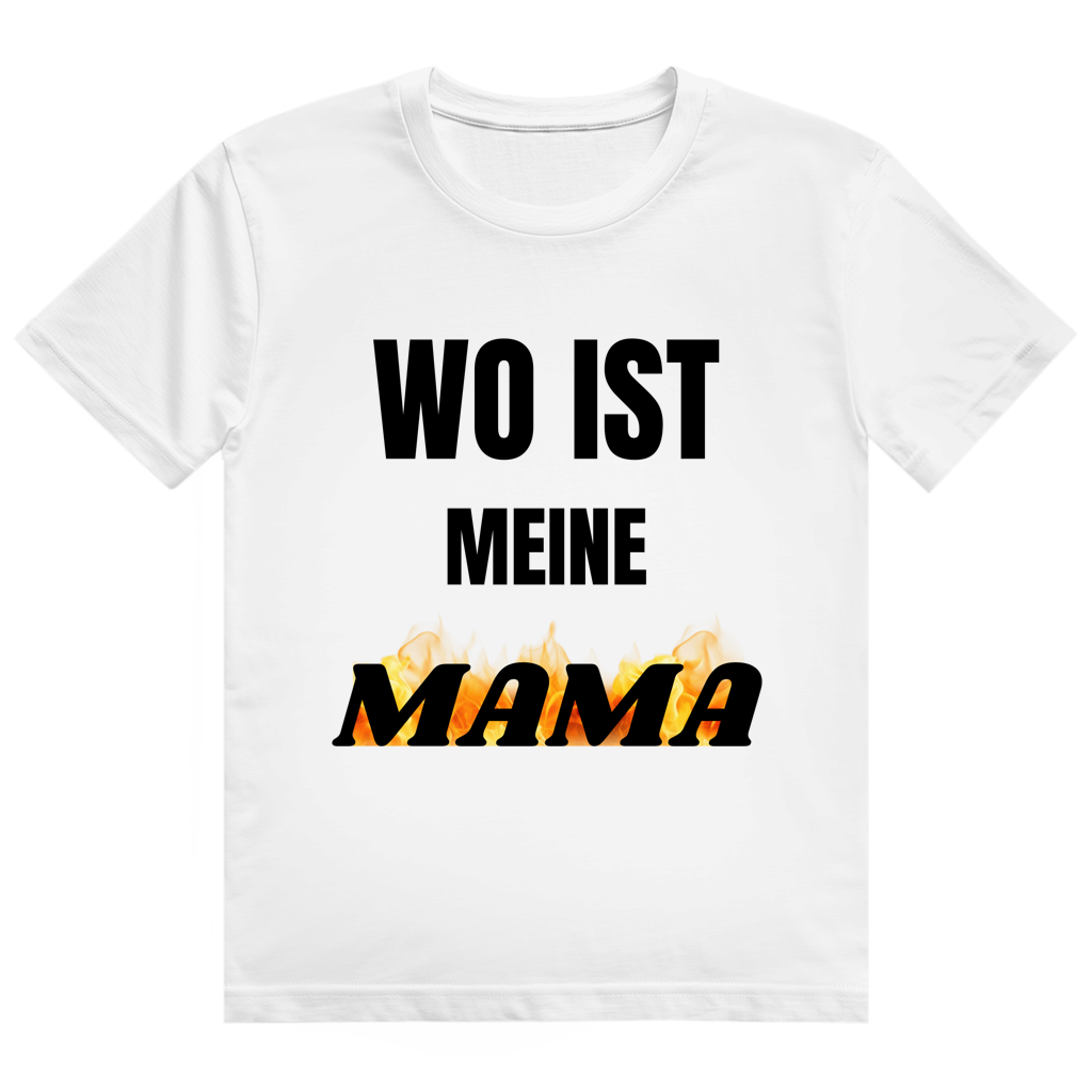 Weißes T-Shirt mit dem Aufdruck „Mama" in Flammen-Optik auf der Brust