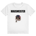 Weißes T-Shirt mit Aufdruck einer Maus mit Cap, Schleife und Schlüsselbund auf der Brust