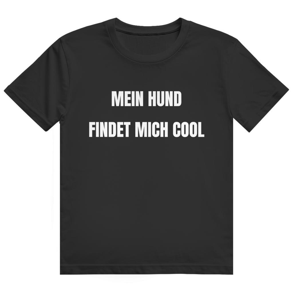Weißes T-Shirt mit Aufdruck 'Mein Hund findet mich cool'