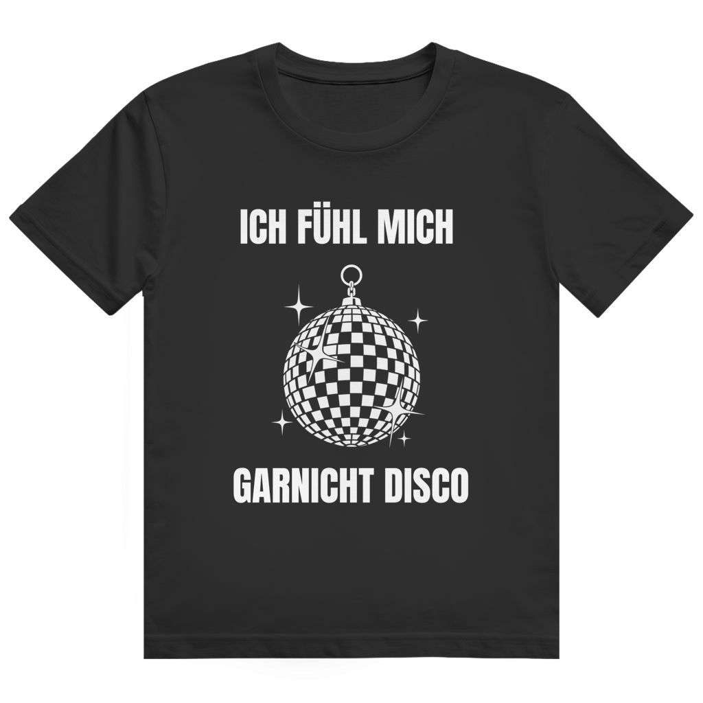 Weißes T-Shirt mit Discokugel-Grafik und Aufdruck 'Ich fühl mich garnicht disco'