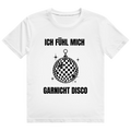 Schwarzes T-Shirt mit Discokugel-Grafik und Aufdruck 'Ich fühl mich garnicht disco'