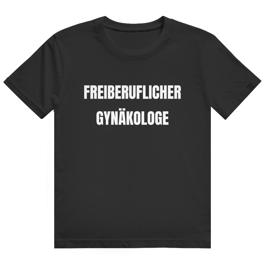 Weißes T-Shirt mit Aufdruck 'Freiberuflicher Gynäkologe'