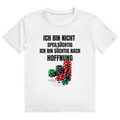 Schwarzes T-Shirt mit grauem Aufdruck und Poker-Chips-Motiv 'Ich bin nicht speilsüchtig, ich bin süchtig nach hoffnung'